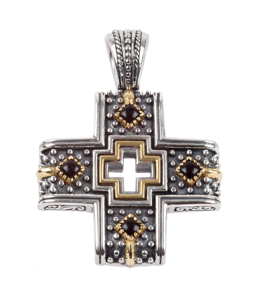 Konstantino Achilles Sterling Silver 18k Gold & Onyx Cross Pendant STKJ402-120 1