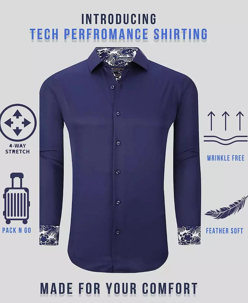 Suslo Couture Men's Solid Slim Fit Wrinkle Free Stretch Dress Shirt 3