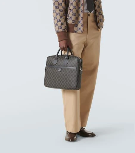 Gucci GG Supreme leather-trimmed briefcase 2