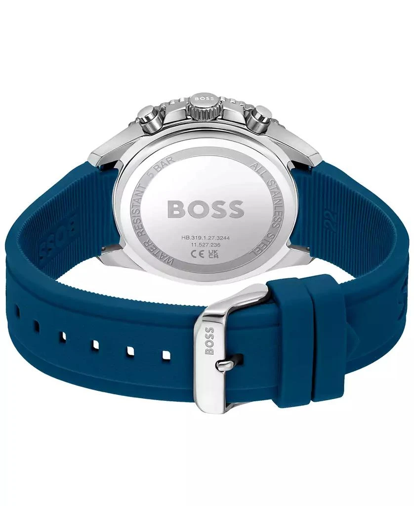 Hugo Boss Men's Runner Quartz Chronograph Blue Silicone Watch, 44mm 3