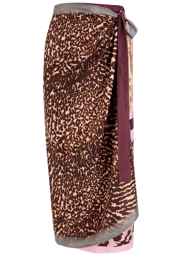 Dries Van Noten Scarfy printed silk midi wrap skirt