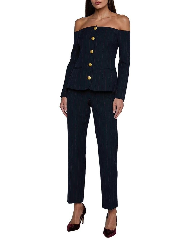 L'Agence Alice Pinstriped Off-The-Shoulder Blazer 2