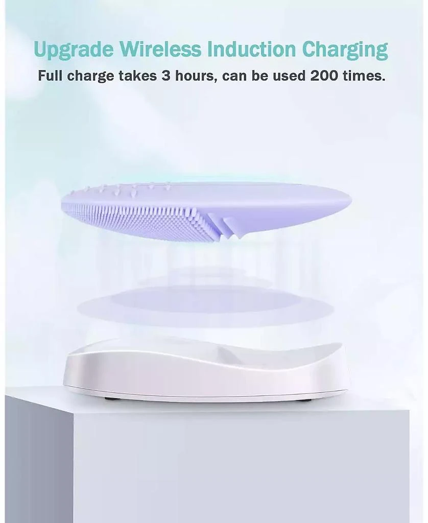 HEATDAZ Rechargeable Facial Cleansing Brush, Soft Silicone Waterproof Sonic Vibrating Face Cleaning Brush Compatible with Face Cleansers, 5 Speeds, Violet 7