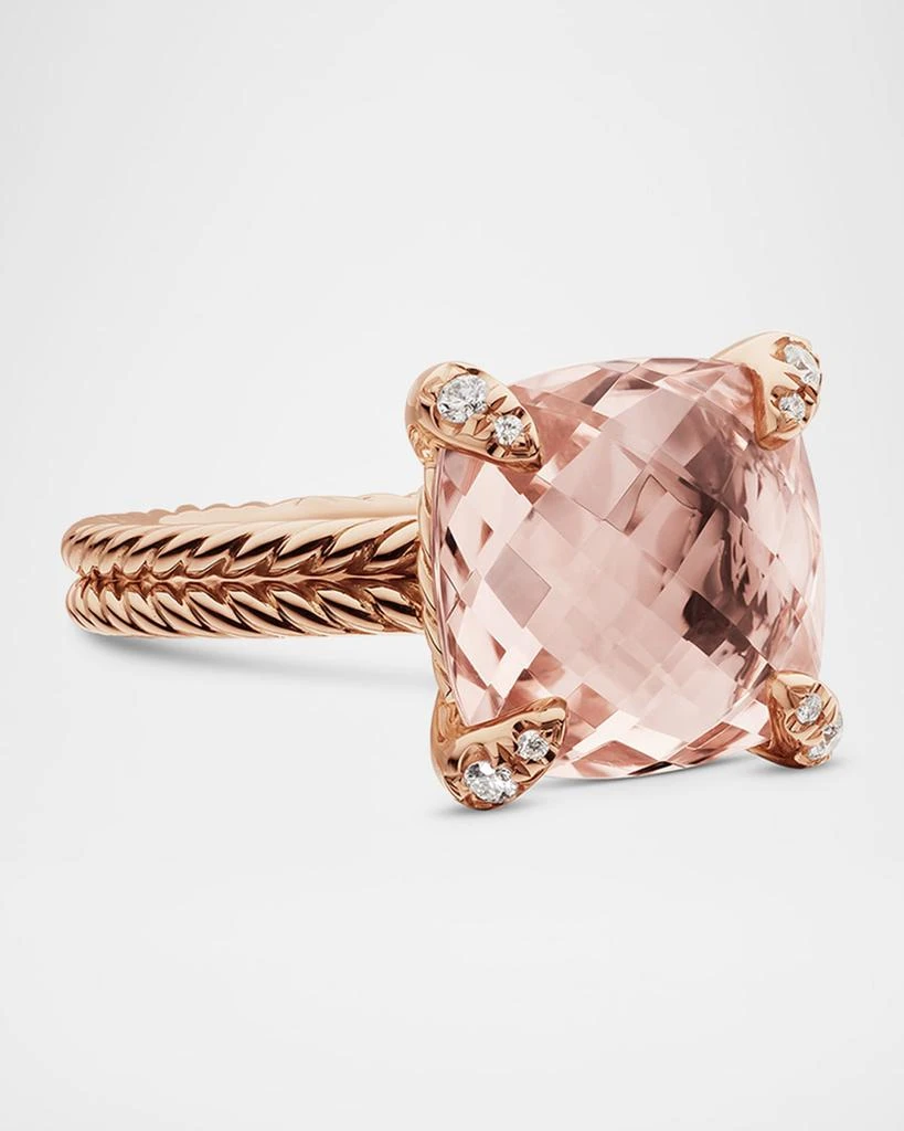 David Yurman Chatelaine 11mm Rose Gold  Ring with Morganite & Diamonds 1