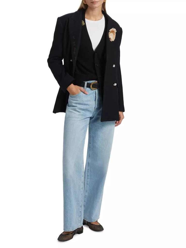 Lingua Franca Jackie Pearl-Embellished Double-Breasted Blazer 2