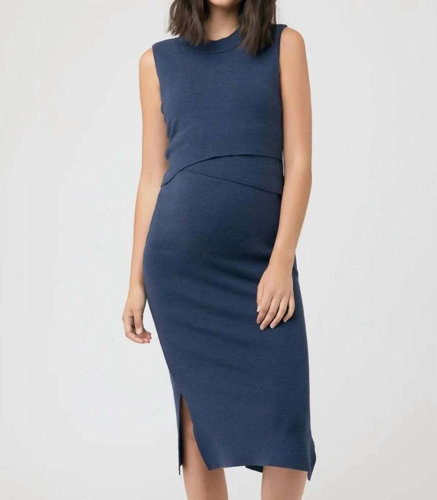 Ripe Maternity Layered Knit Nursing Dress In Navy 1