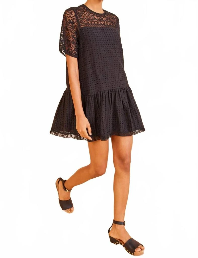 piennar modest evening dress product info and reviews Ulla Johnson Josette Dress Black Eyelet-Embroidered Floral Print Size –  Celebrity Owned main image 1