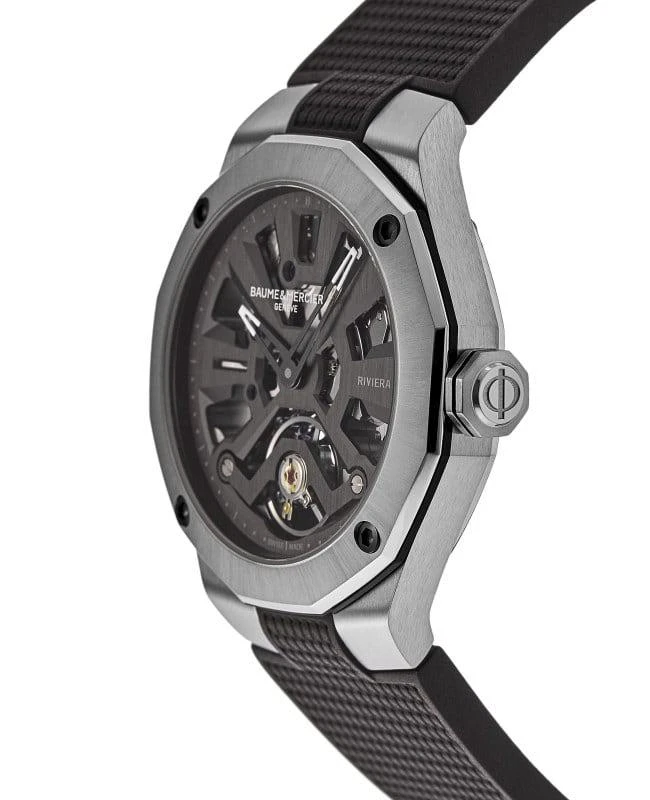 Baume & Mercier Baume & Mercier Riviera Black Skeleton Dial Rubber Strap Men's Watch 10721 3