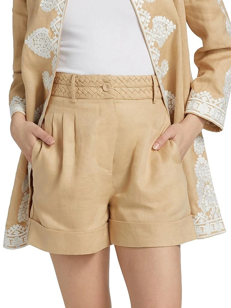 FIGUE Uma Braided Linen Cuff-Hem Shorts 3