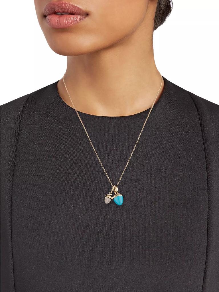 Tamara Comolli Mikado 18K Yellow Gold, Turquoise & Pavé Diamond Acorn Pendant Necklace