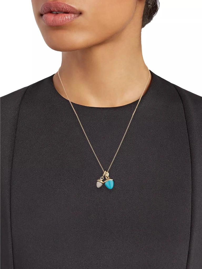 Tamara Comolli Mikado 18K Yellow Gold, Turquoise &amp; Pavé Diamond Acorn Pendant Necklace 2