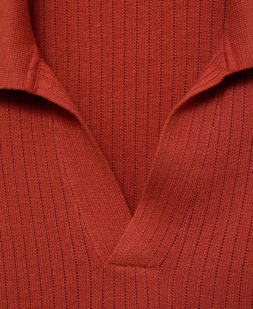 Mango Men's Cotton Striped Structure Polo Shirt 7