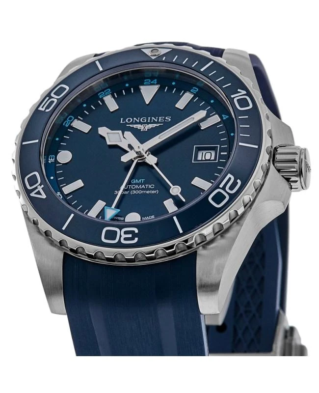 Longines Longines HydroConquest GMT Automatic Blue Dial Rubber Strap Men's Watch L3.890.4.96.9 2