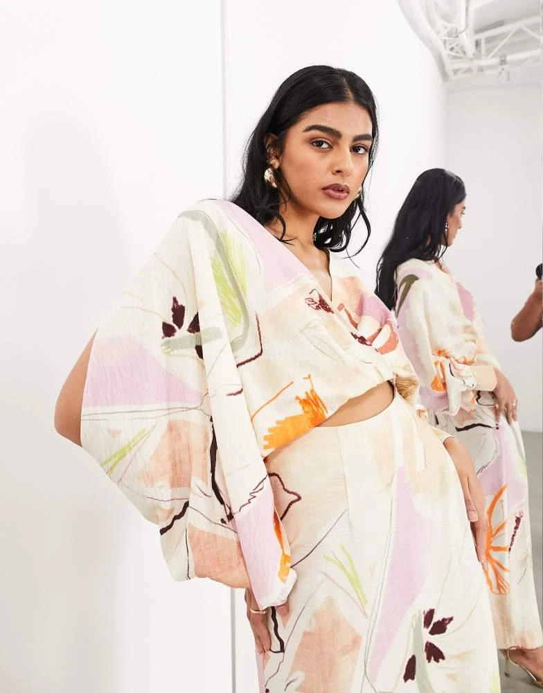ASOS ASOS EDITION strapping detail maxi dress in stone arty floral 4