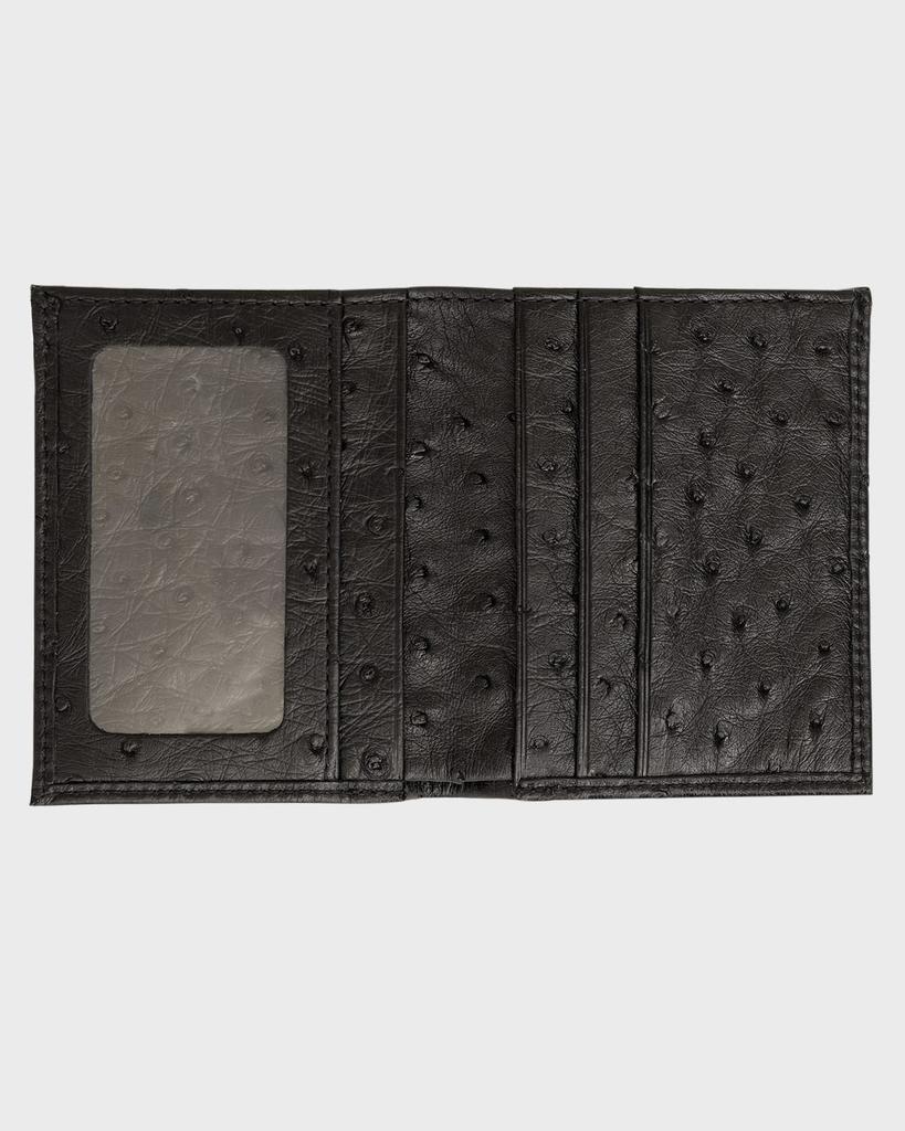 Abas Men's Ostrich Leather Bifold Wallet w/ ID Window