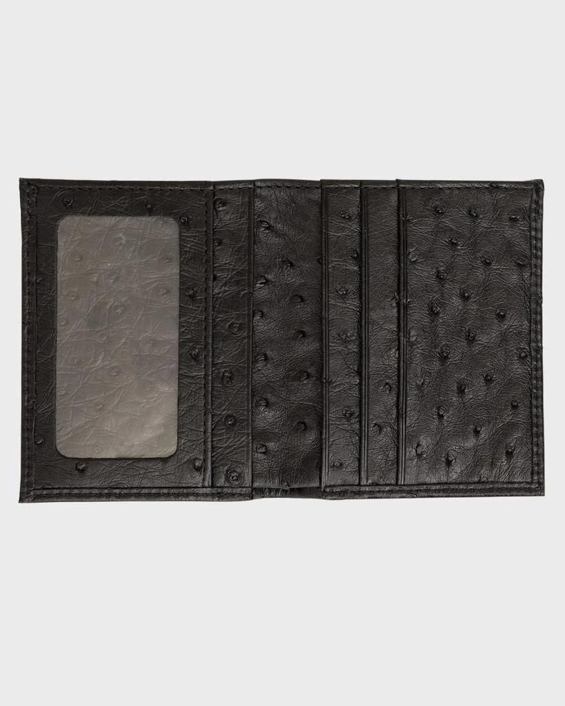 Abas Men's Ostrich Leather Bifold Wallet w/ ID Window 2