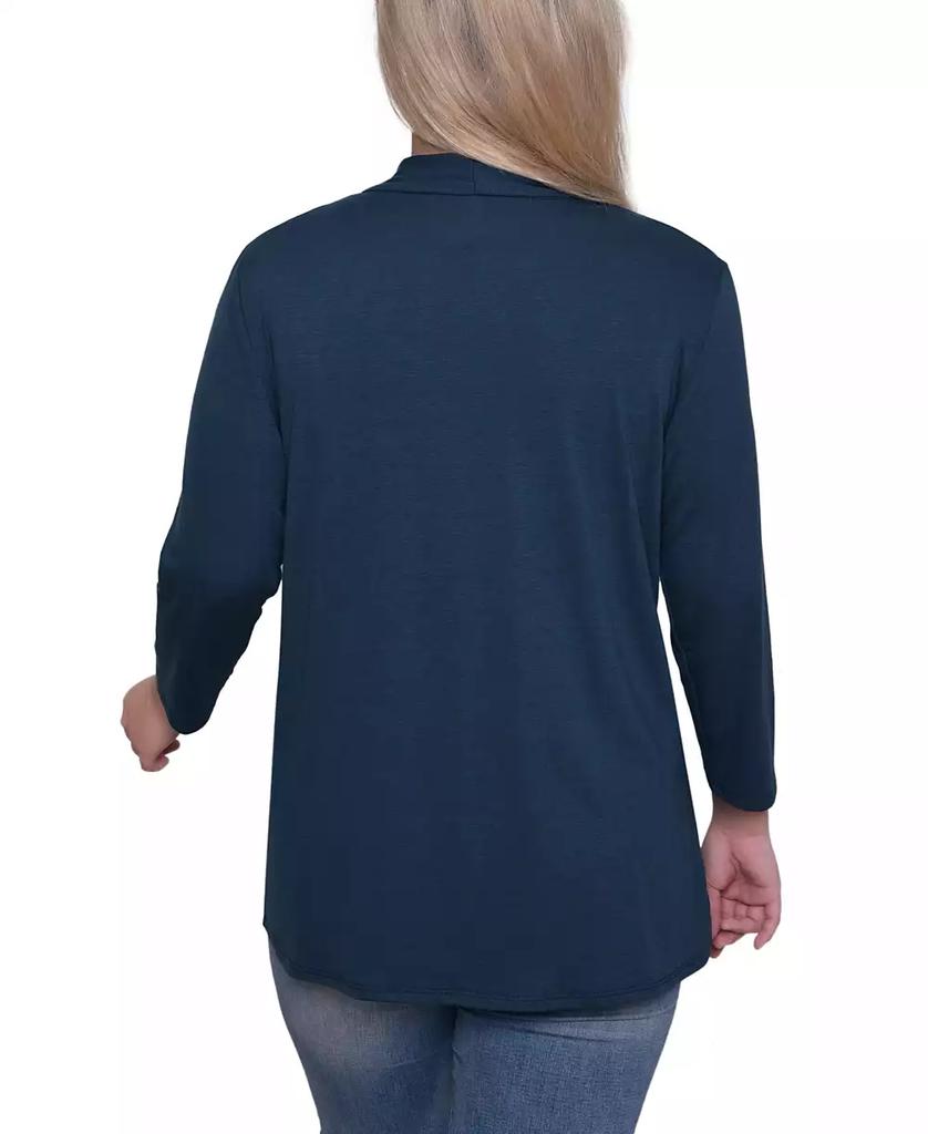 NY Collection Women's Solid 3/4 Sleeve Cardigan Sweater