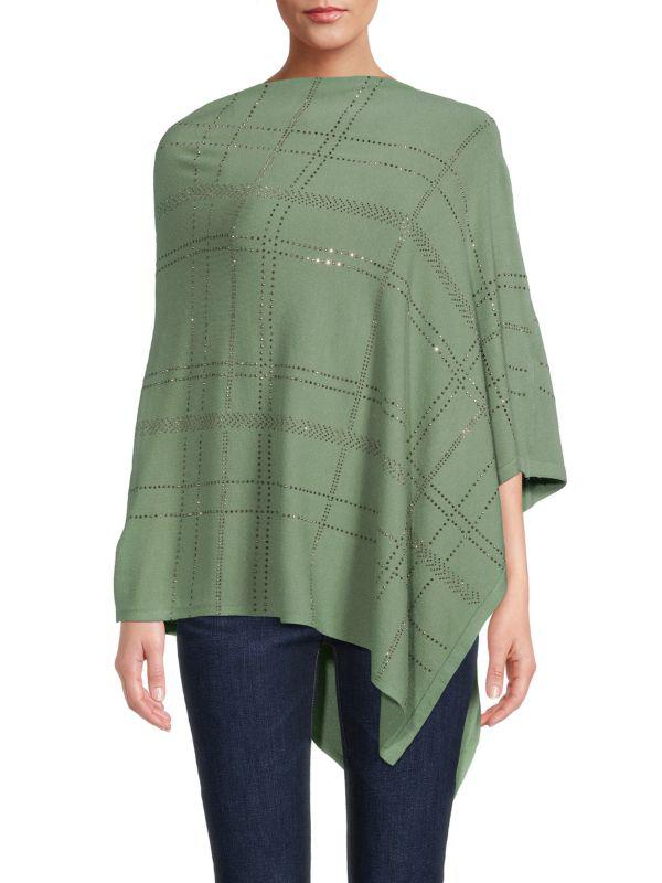 La Fiorentina Rhinestone Plaid Poncho