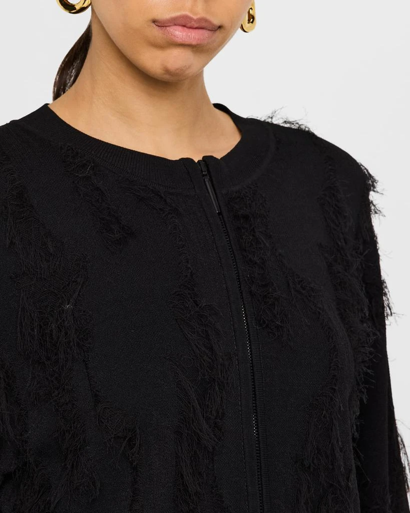Jason Wu Brushstroke Fray Jacquard Zip-Up Cardigan 5