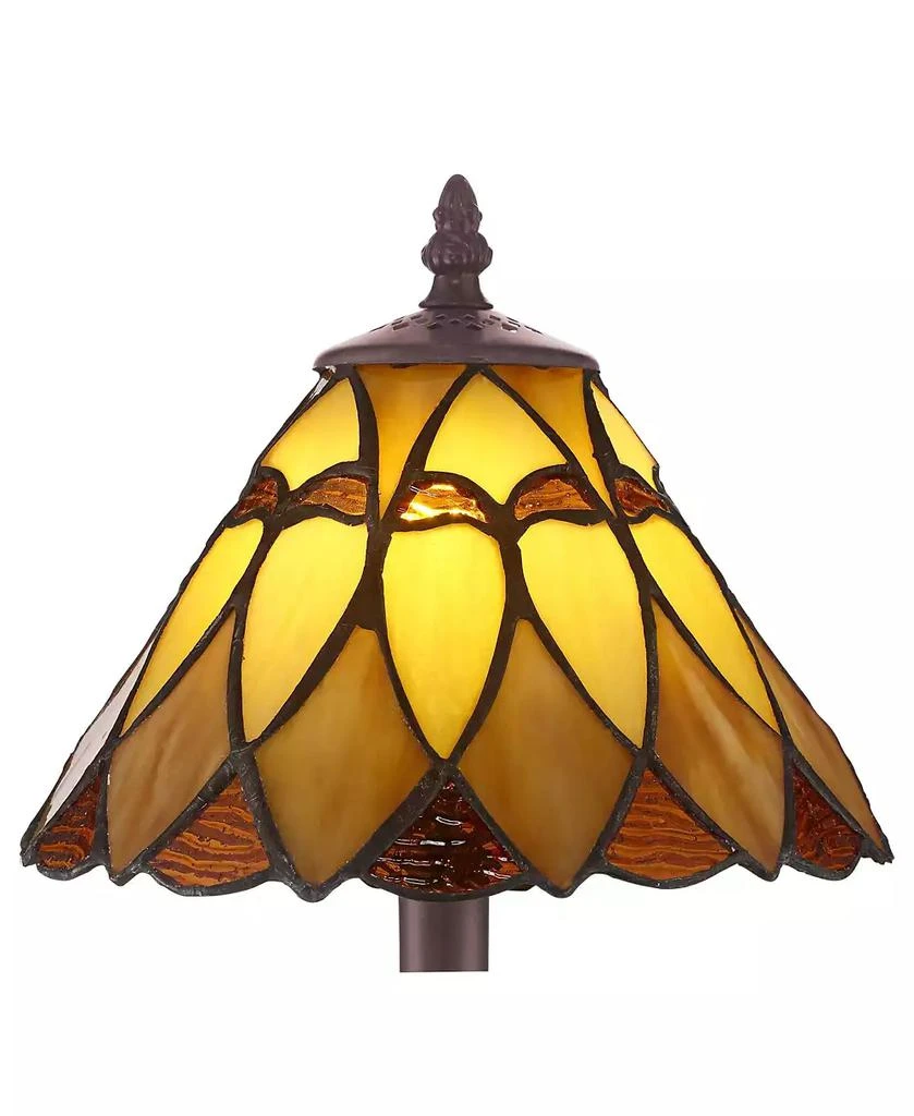 Robert Louis Tiffany Austin Mission Accent Table Lamp 14" High LED Warm Brown Amber Art Glass Shade for Bedroom Bedside Nightstand Office House Home 3