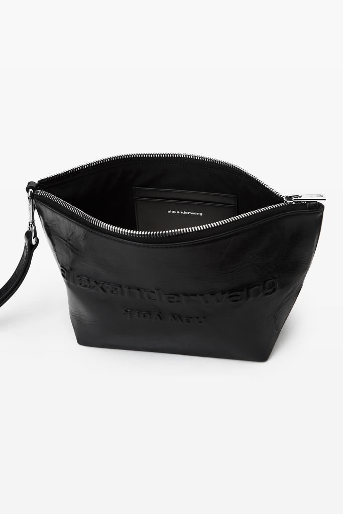 Alexander Wang punch wristlet strap pouch in crackle patent leather