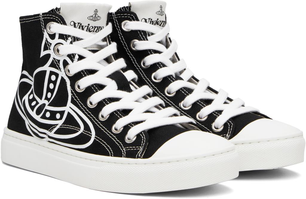 Black Plimsoll High Top Canvas Sneakers – On Sale Now with Up to