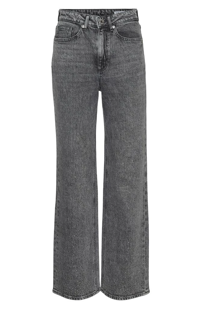 VERO MODA Tessa High Waisted Studded Wide Leg Jeans 4