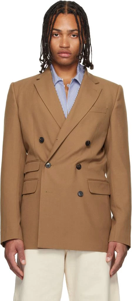 Dries Van Noten Tan Regular Fit Wool Blazer 1