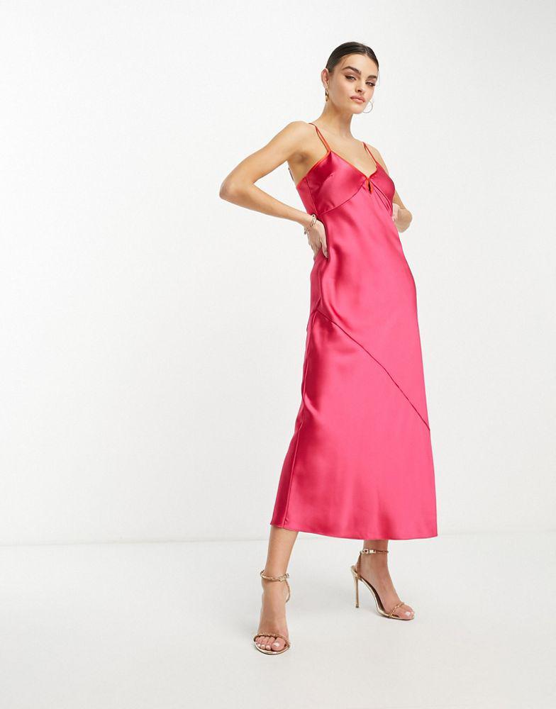 Never Fully Dressed Never Fully Dressed satin slip dress in pink and red
