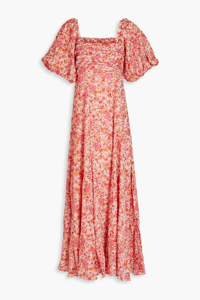 BYTIMO Sequin-embellished floral-print georgette maxi dress