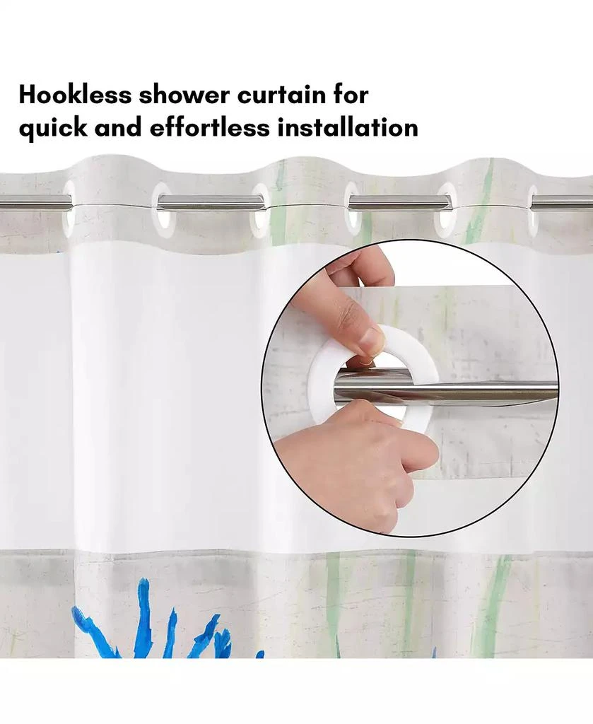 Americanflat Hookless Coastal Shower Curtain with Sheer Panel, Snap-In Liner 
Grommets, 72" x 75" 3