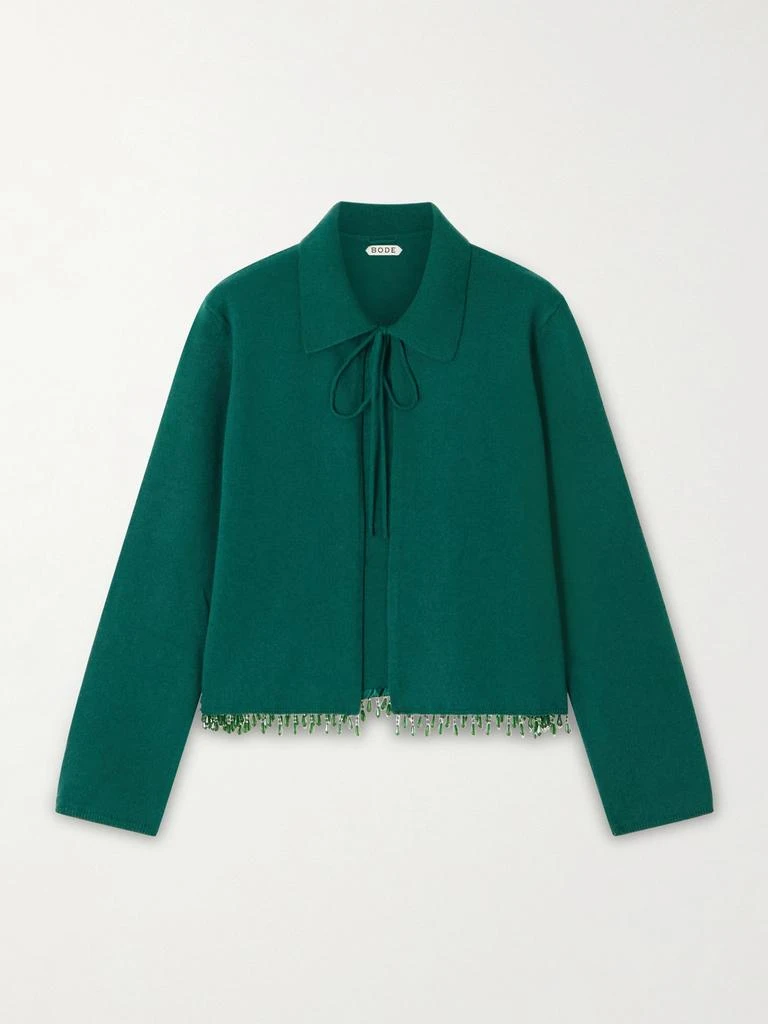 BODE Embellished Wool And Cashmere-blend Cardigan - Dark green