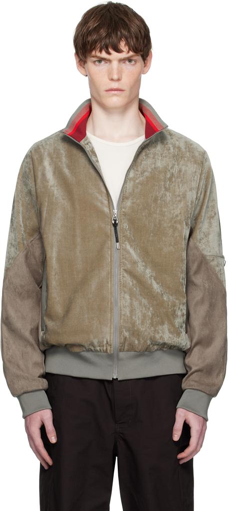 Shop Khaki Velvet Track Jacket on Sale at BeyondStyle – Get 60