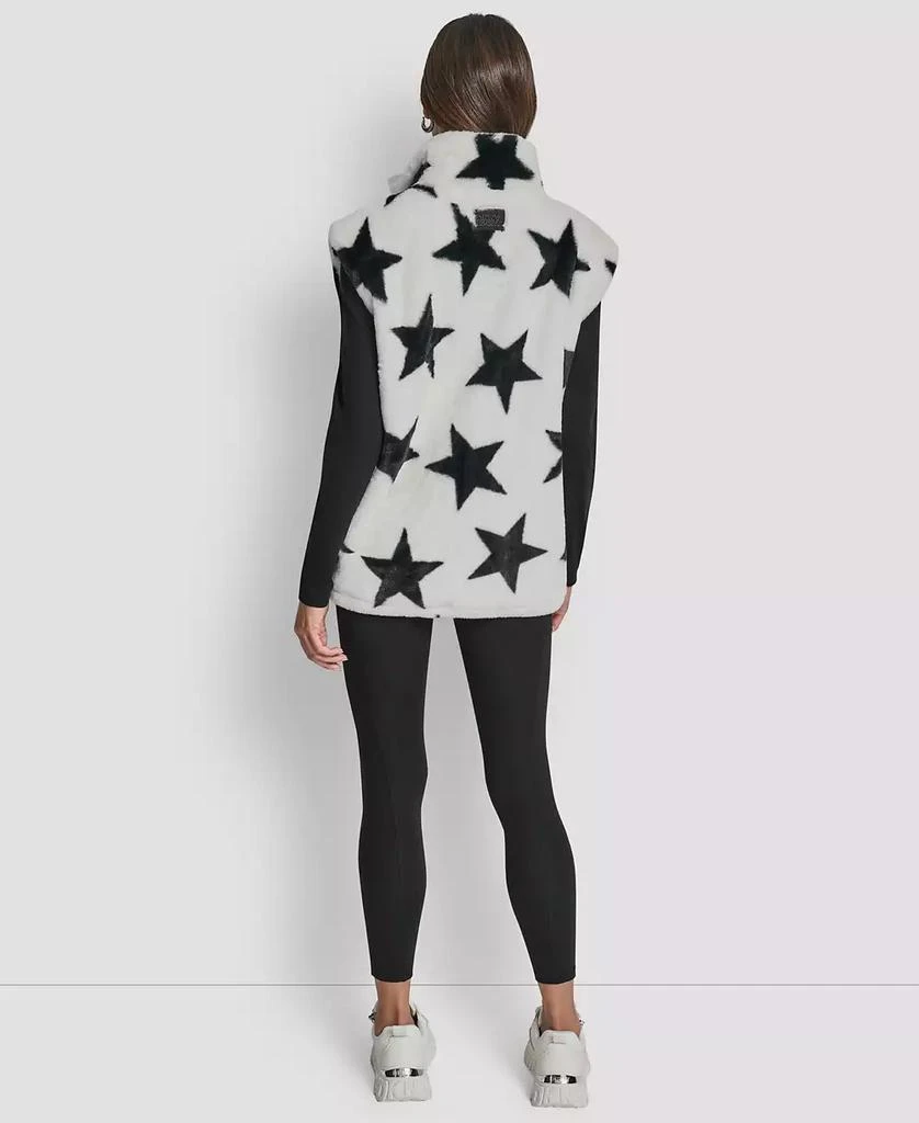 DKNY Women's Star Print Faux Fur Vest 6