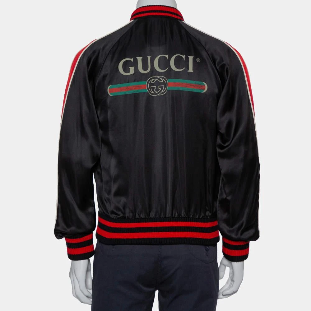 Gucci Gucci Black Satin Contrast Trim Spiritismo Applique Detail Bomber Jacket M 4