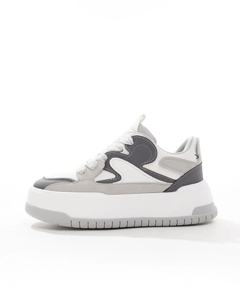 ASOS ASOS DESIGN chunky trainers in grey and white mix 2