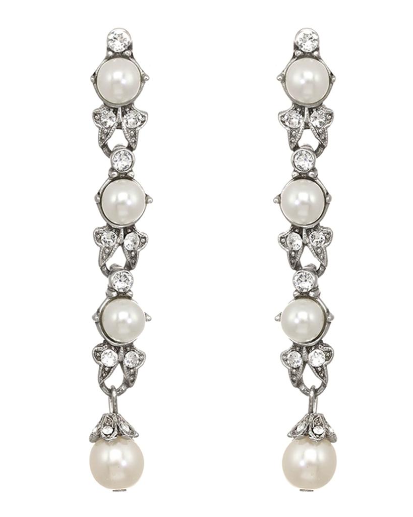 BEN-AMUN Linear Glass-Pearl And Crystal Drop Earrings