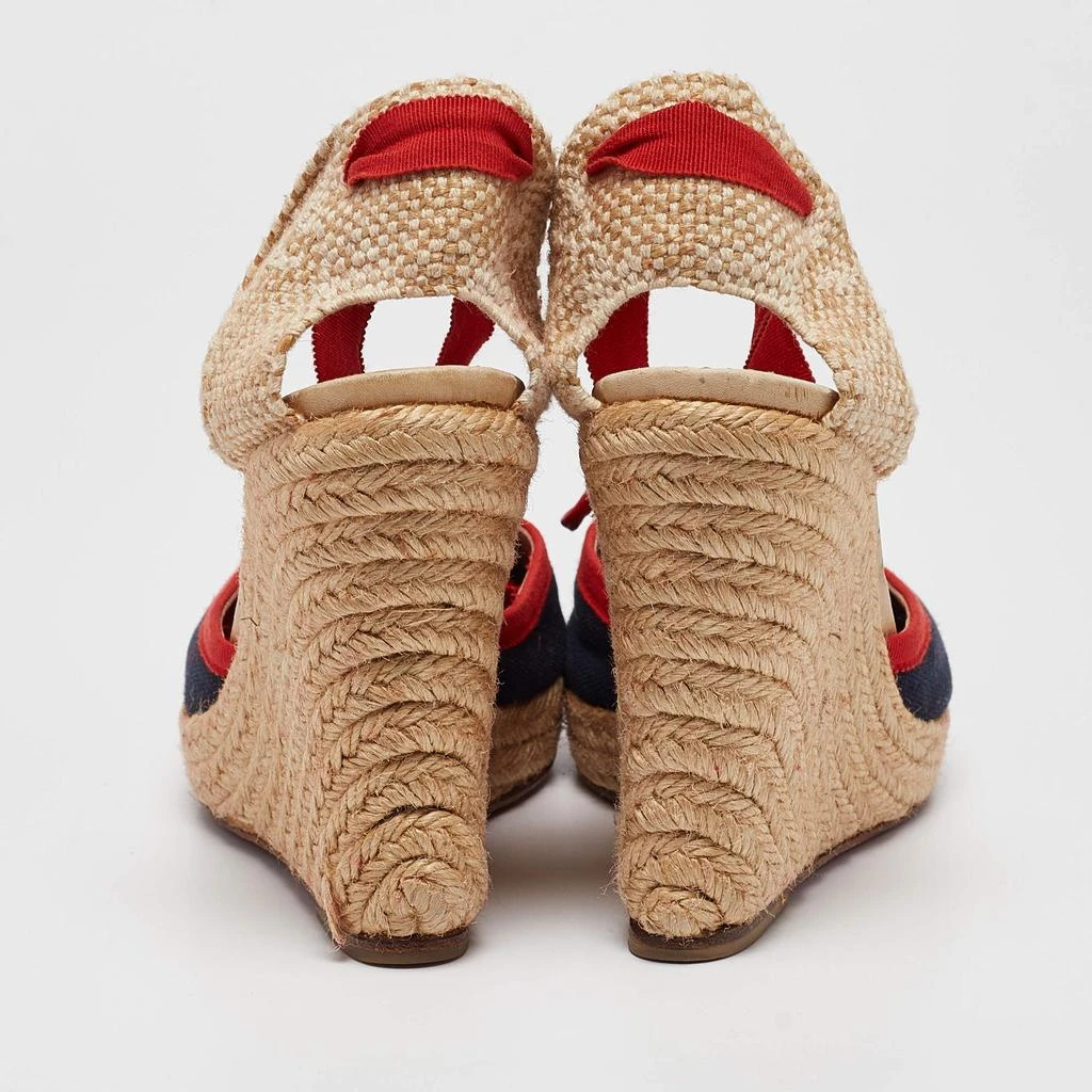Christian Louboutin Christian Louboutin Tricolor Canvas Carino Plato Espadrille Wedge Pumps Size 38 5