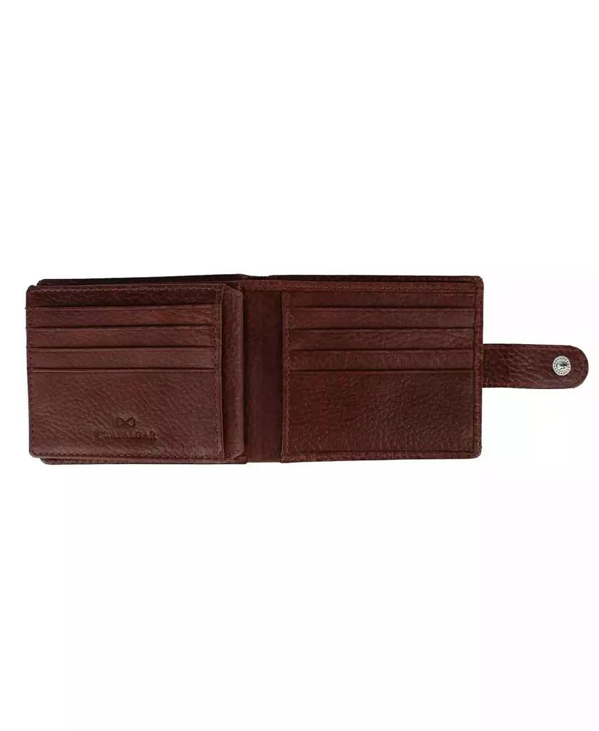 TRAFALGAR Men's Parker Pebbled Leather Bi-Fold Wallet with ID Window and Popper Fastener 3
