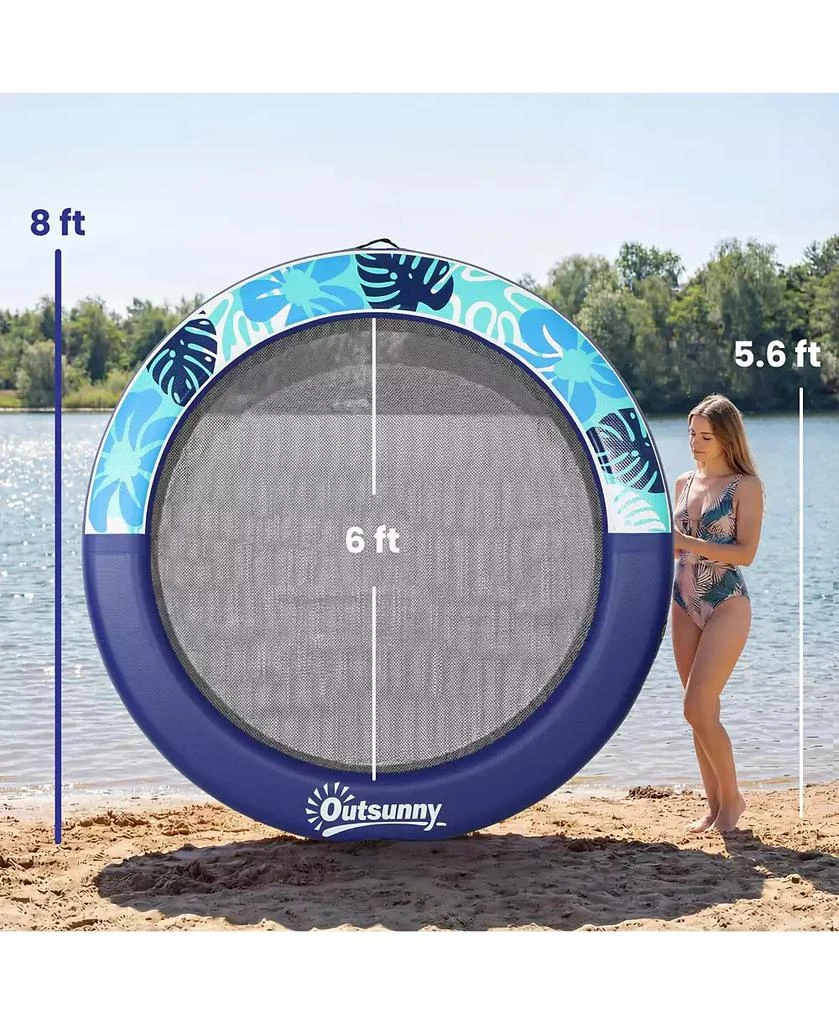 Outsunny 8FT Inflatable Water Hammock Floating Ring Dock Platform, 3