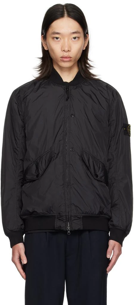 Stone Island Black Wind-Resistant Bomber Jacket 1