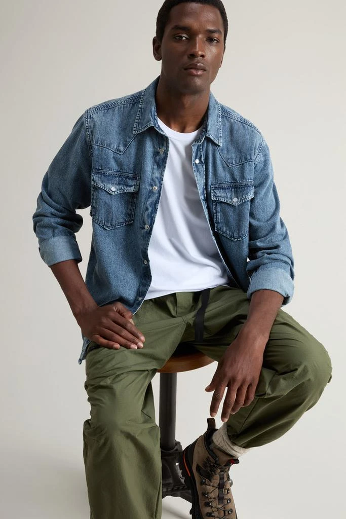 Woolrich Shirt in Pure Cotton Denim - Men - Blue 4