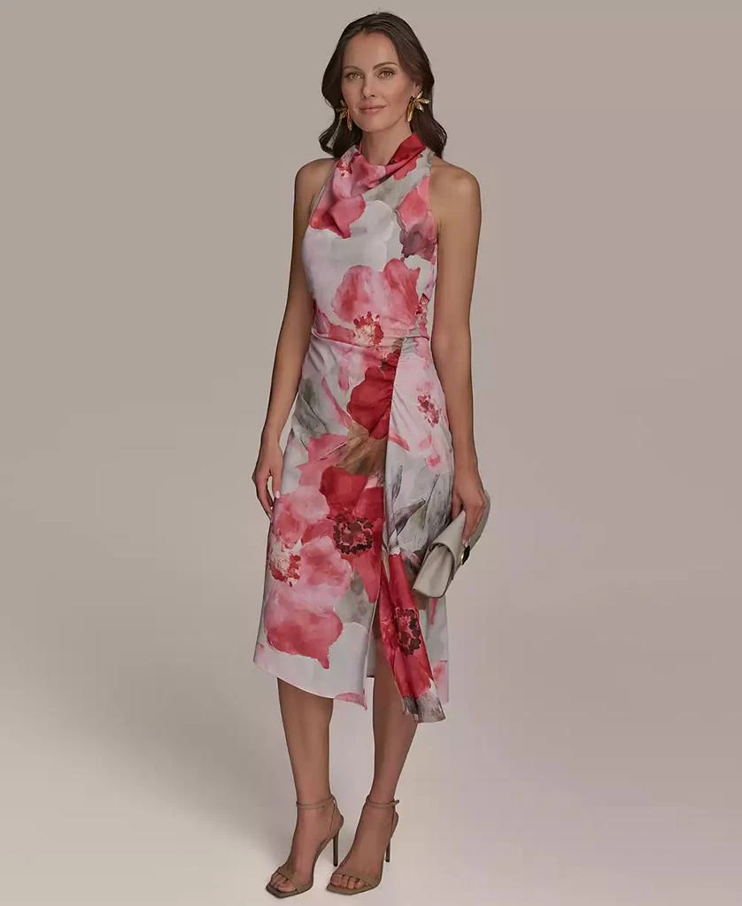 Donna Karan Women's Printed Cowl-Neck Midi Dress 1