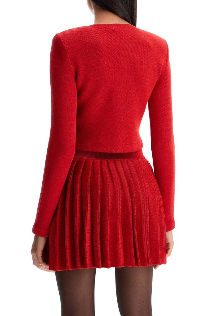 Self Portrait short knitted cardigan with heart-shaped buttons 3