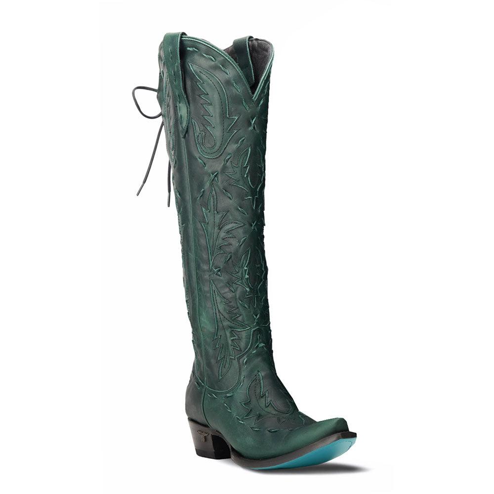 LANE Reverie Overlay Corset Tooled-Inlay Snip Toe Cowboy Boots