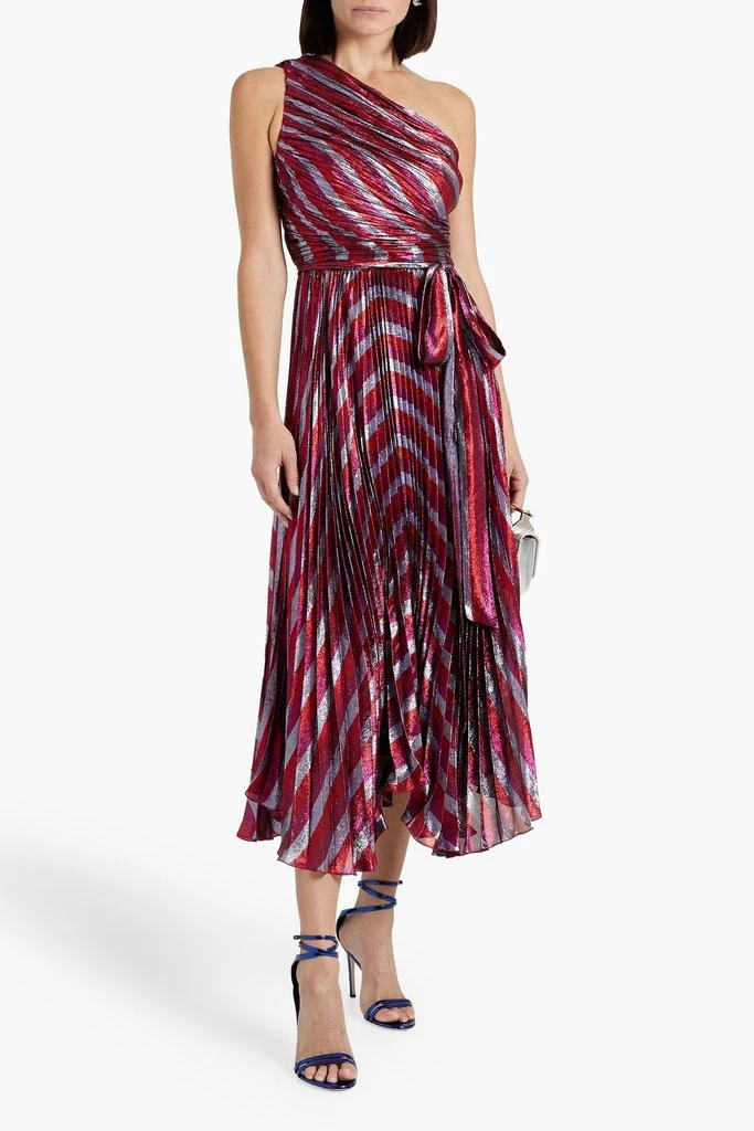 MARIA LUCIA HOHAN Edith one-shoulder pleated metallic silk-blend midi dress 2
