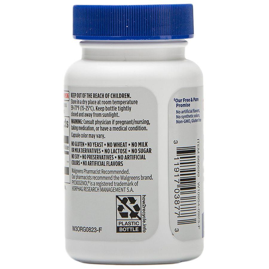Walgreens Free & Pure Pine Bark Extract Supplement 30mg Capsules for Skin Health (30 days)