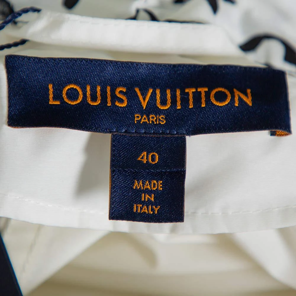 Louis Vuitton Louis Vuitton White Synthetic Logo Printed Hood Detail Belted Parka Jacket M 6