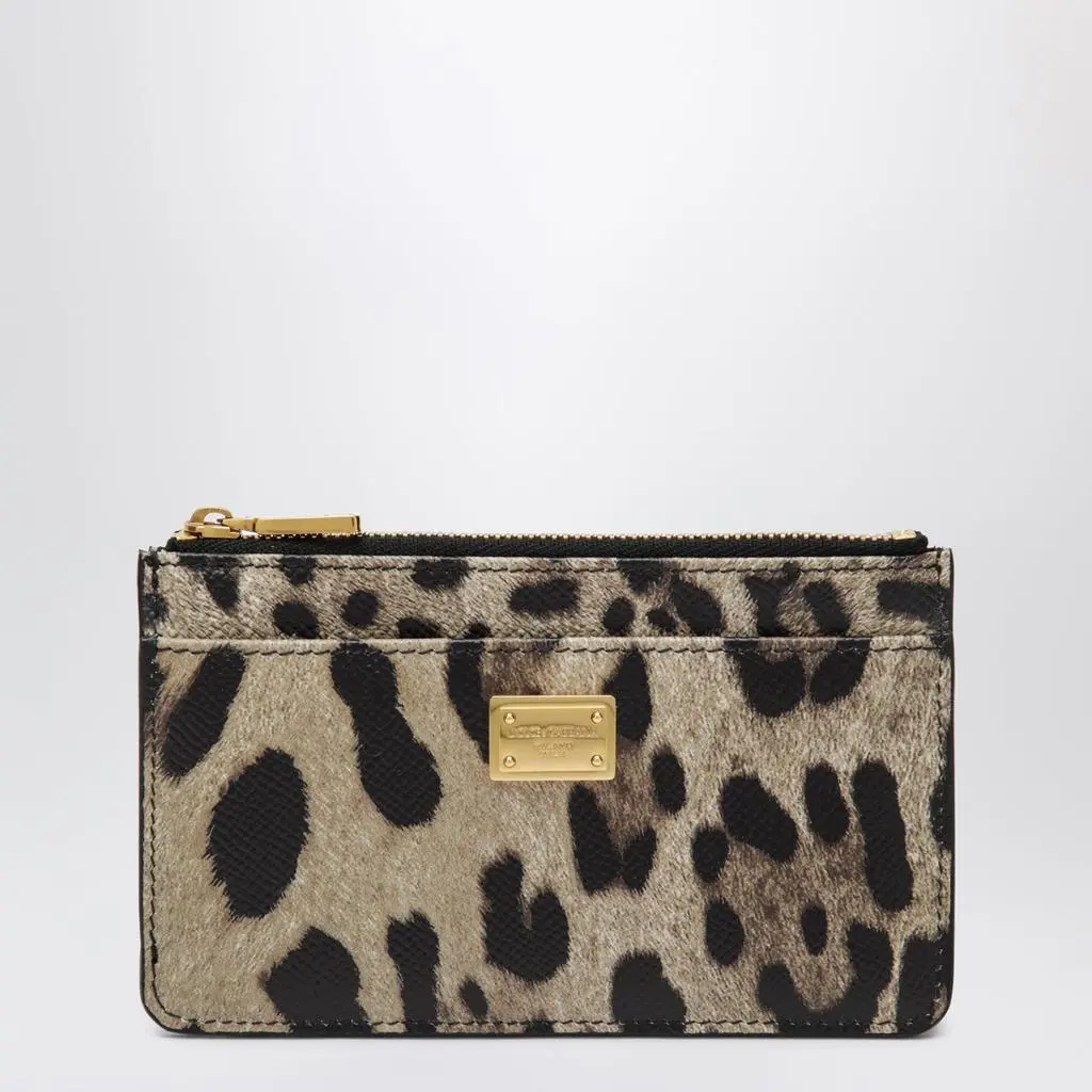 Dolce & Gabbana Leopard-print Dauphine leather card holder with zip
