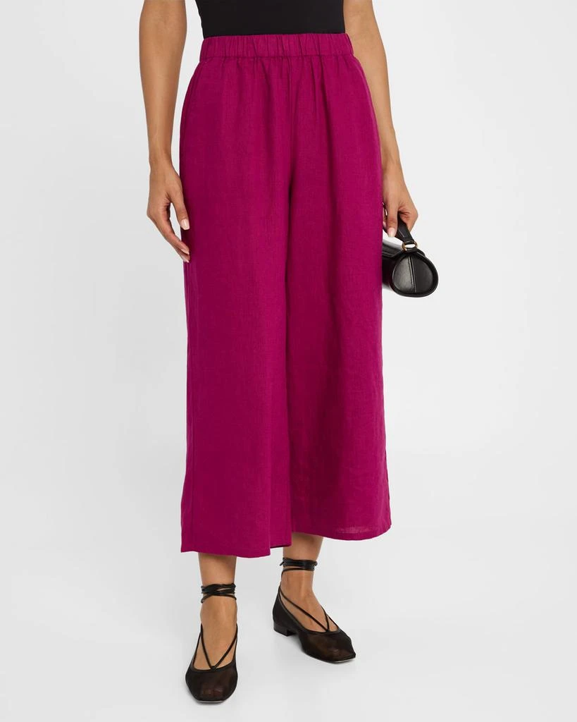 Eileen Fisher Cropped Wide-Leg Organic Linen Pants 4